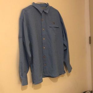 Mojo blue gingham button down vented sport shirt roll up sleeves large